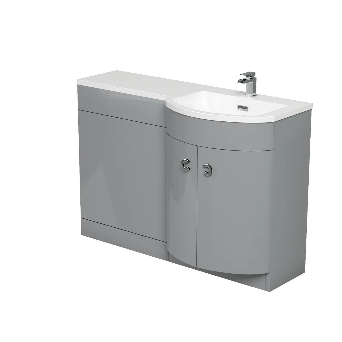 PARIS 1100 Right Matt Grey Bathroom Resin Basin - 1100w x 825h x 460d