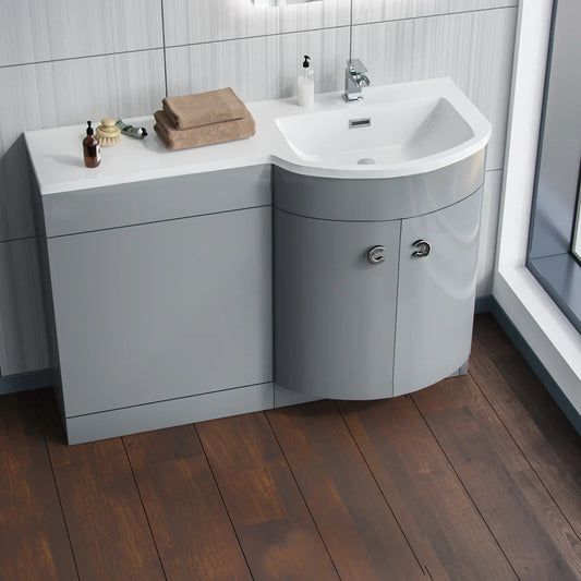 PARIS 1100 Right Matt Grey Bathroom Resin Basin - 1100w x 825h x 460d