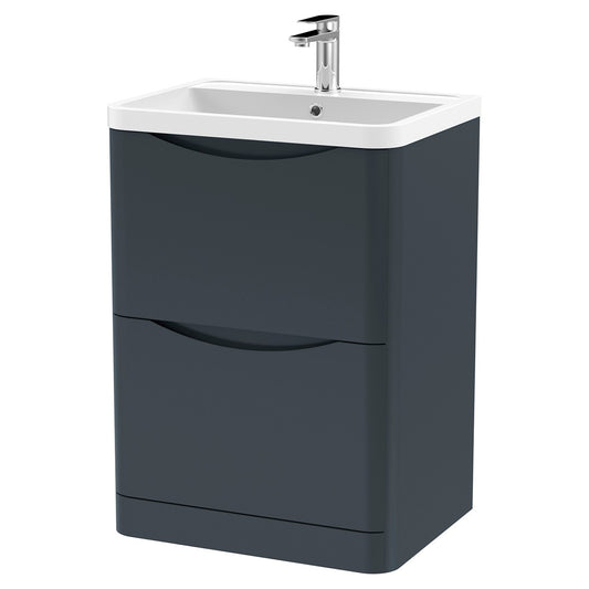 DWELTA 500 Floorstanding Anthracite Ceramic Basin - 500w x 850h x 430d