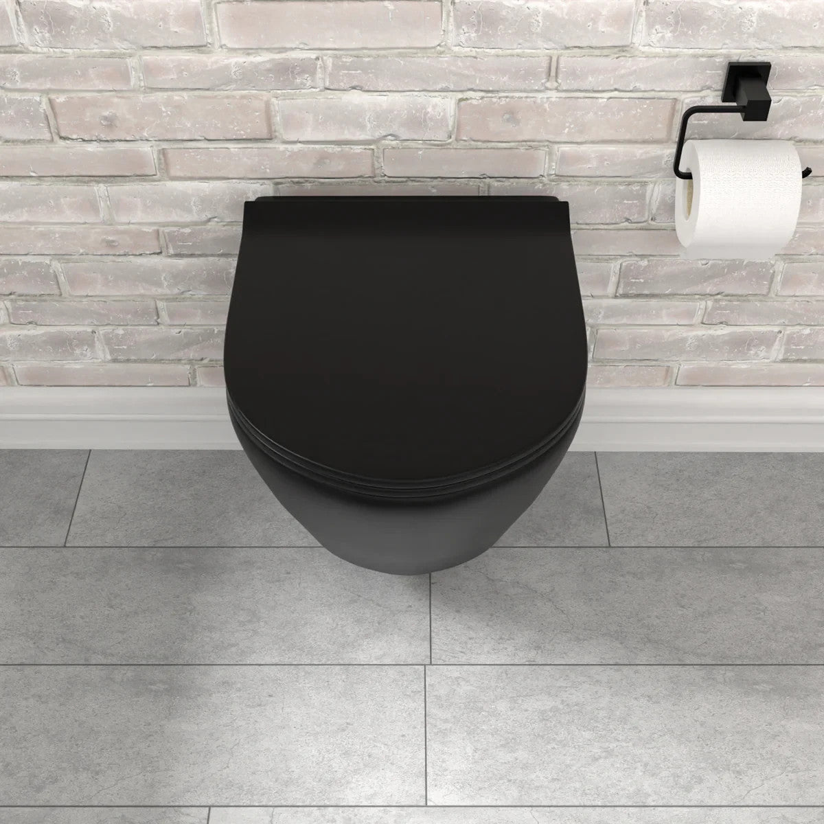 Raven Rimless Wall Hung Toilet with Soft Close Seat Matt Black 365w x 350h x 520d