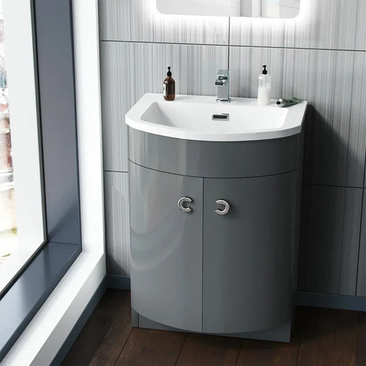PARIS 600 Floorstanding Matt Grey Bathroom Resin Basin - 600w x 825h x 460d