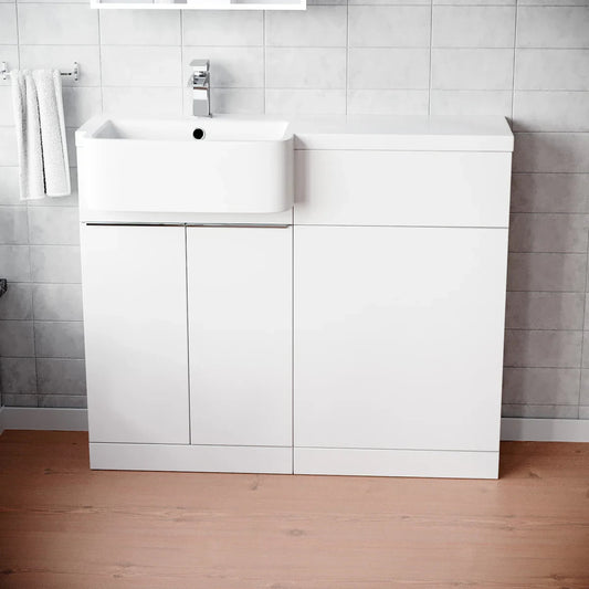 PRELIM 1000 Left Freestanding White Resin Basin - 996w x 845h x 380d