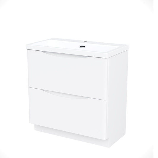 DWELTA 800 Floorstanding White • Resin Basin | 800w x 850h x 450d