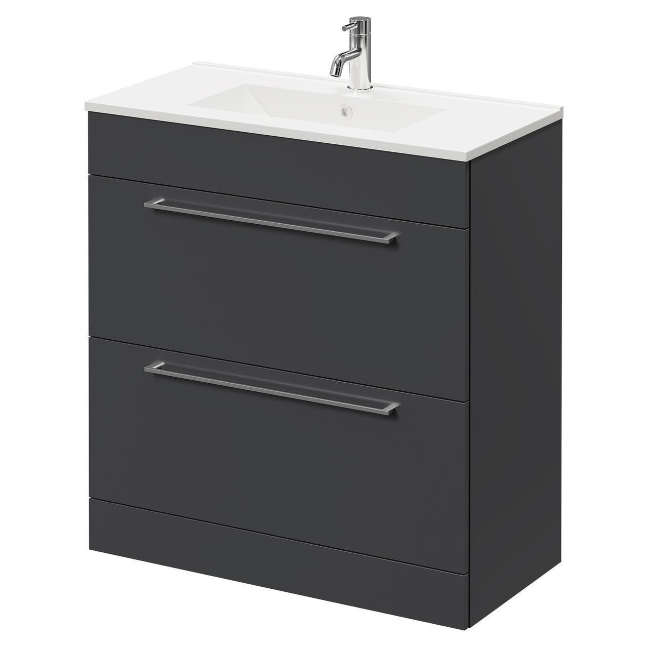 DEVON 800 Floorstanding Drawers Anthracite Ceramic Basin - 810w x 825h x 395d