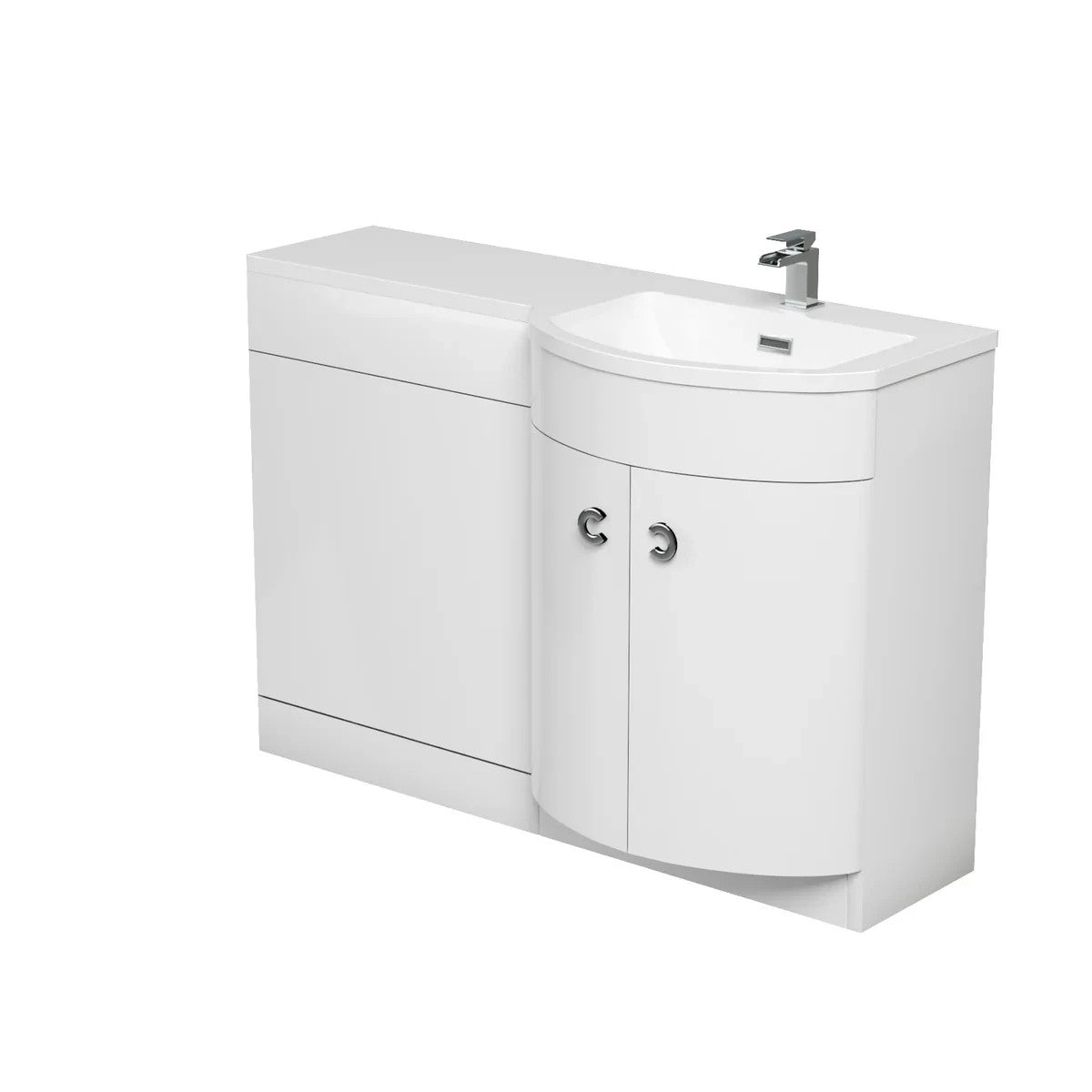 PARIS 1100 Right White Bathroom Resin Basin - 1100w x 825h x 460d