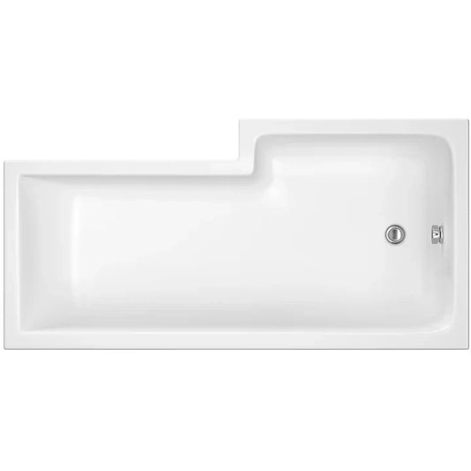 L Shape Acrylic Bath - Left Hand With Pre-Drilled Holes & Bath Legs 850w x 1700d