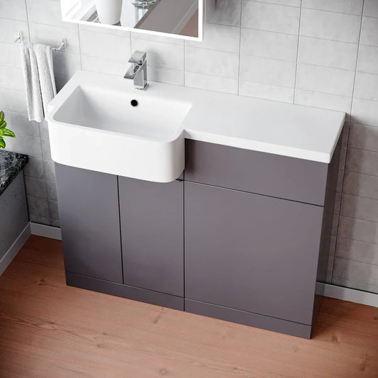 PRELIM 1000 Left Freestanding Matt Grey Resin Basin - 996w x 845h x 380d