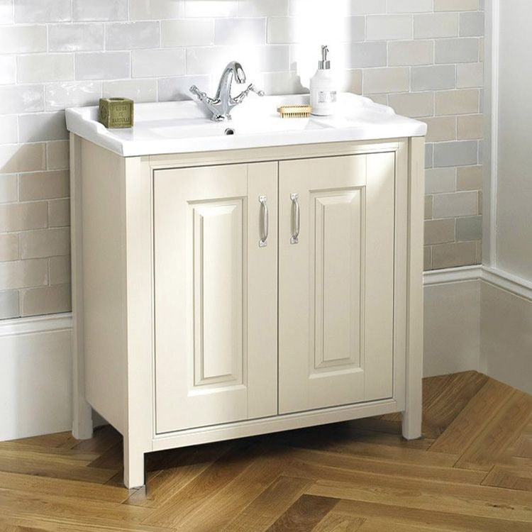 HILTON 800 Freestanding Ceramic Vanity Basin Cream  - 810w x 815h x 465d