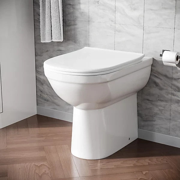 Aura Rimless Comfort Height Back To Wall Pan & Soft Close Toilet Seat - White 360w x 400h x 540d