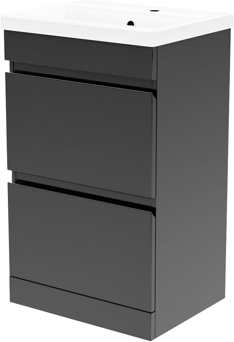 HARROW 800 Floorstanding Twin Drawer Anthracite Ceramic Basin 800w x 835h x 395d