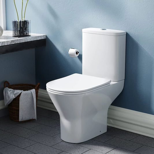 Esen Rimless Comfort Height Close Coupled Toilet & Soft Close Seat - White 375W 460H 635D