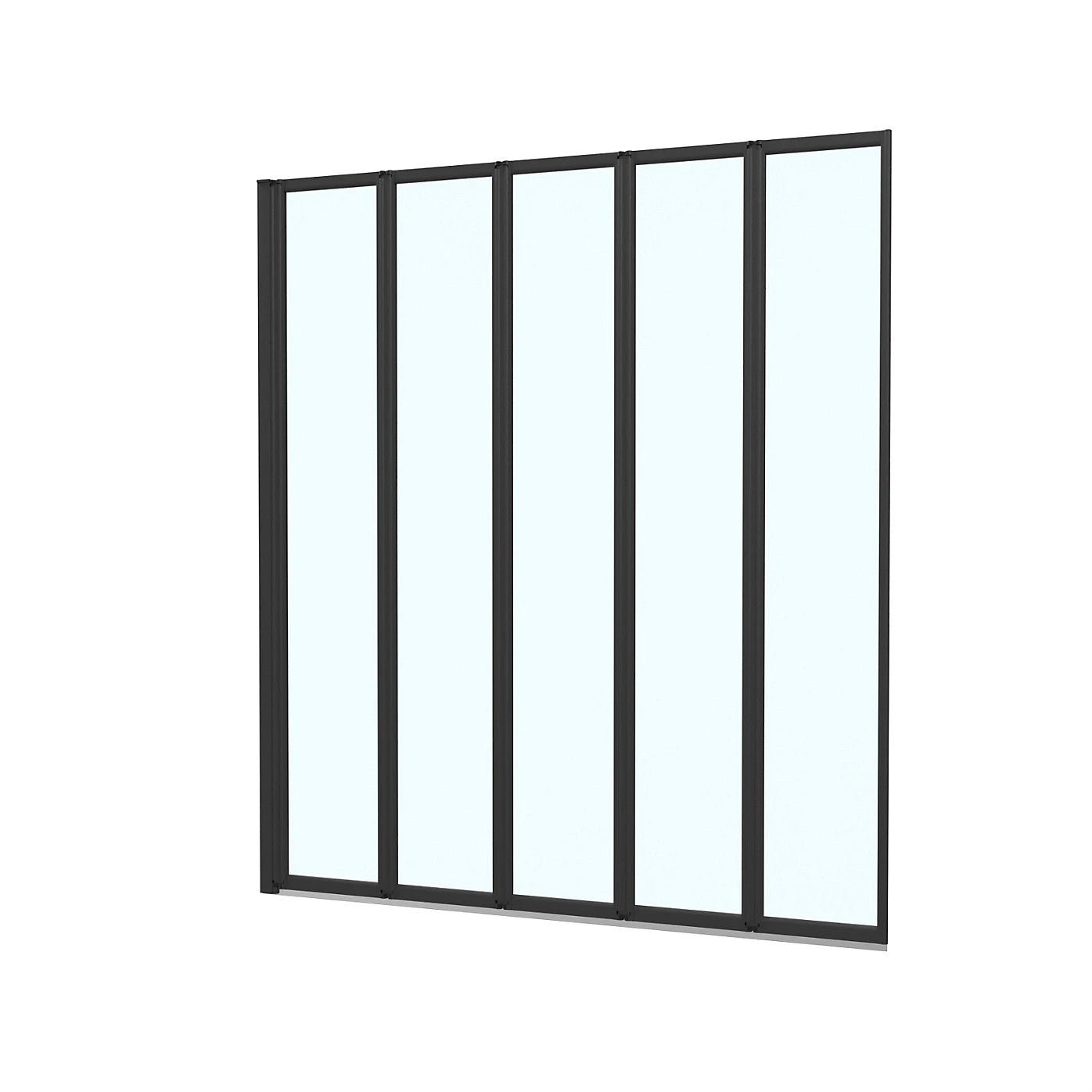 5 Folding Bath Screen Matt Black 4mm Thick Adjustment 1190-1205 - 1200 x 1400mm