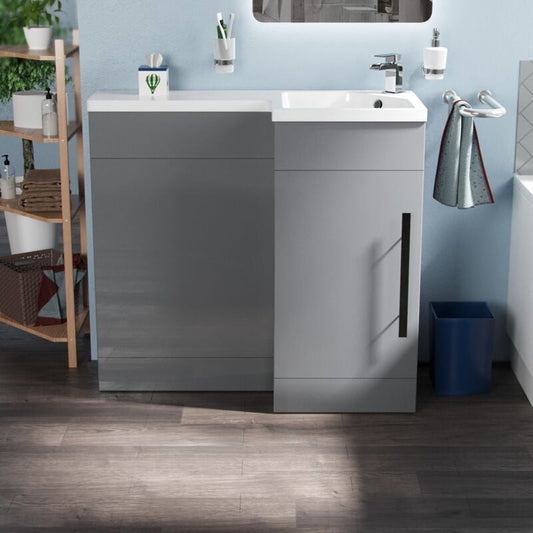 HARRIS 900 Right Matt Grey Bathroom Resin Basin - 900w x 840h x 380d