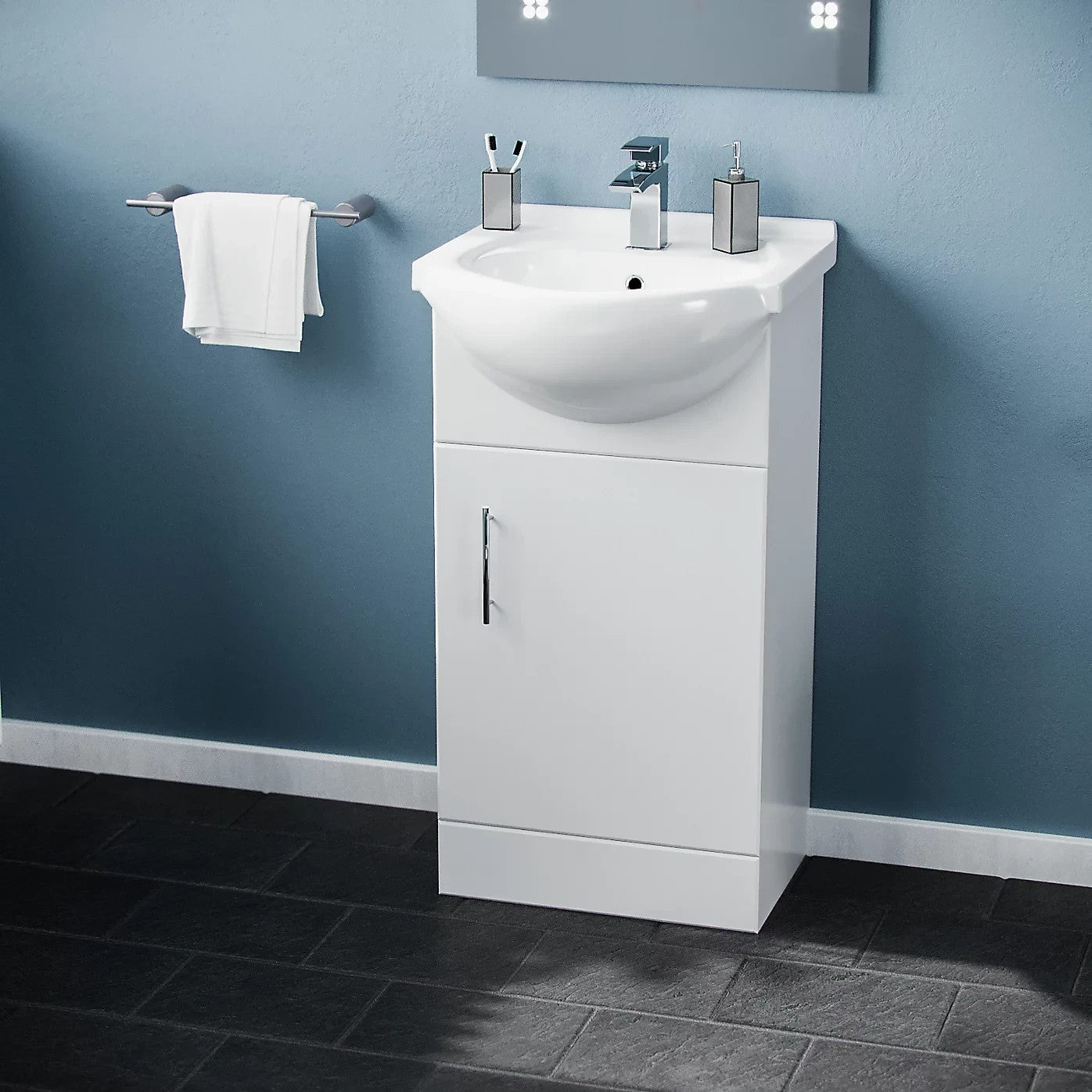CHELSEA 450 White Ceramic Basin - 450w x 836h x 440d