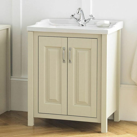 HILTON 600 Freestanding Ceramic Vanity Basin Cream  - 610w x 840h x 460d