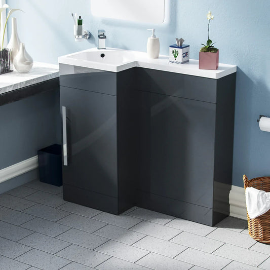 HARRIS 900 Left Anthracite Bathroom Resin Basin - 900w x 840h x 380d