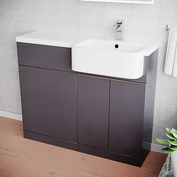 PRELIM 1000 Right Freestanding Anthracite Resin Basin - 996w x 845h x 380d