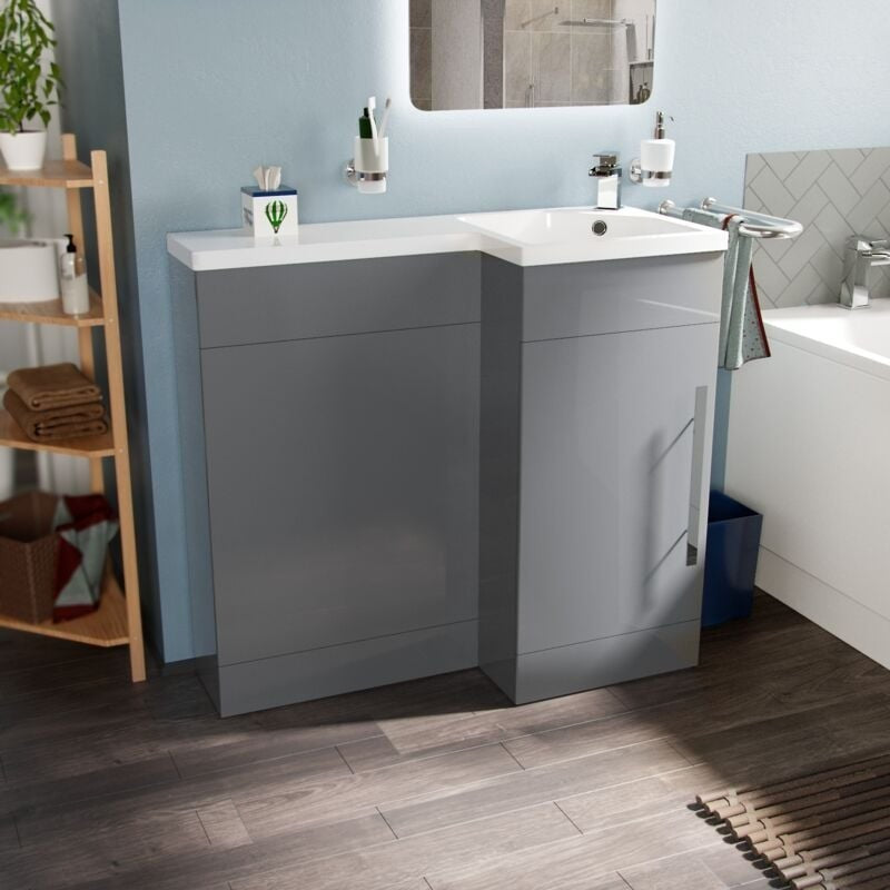 HARRIS 900 Right Matt Grey Bathroom Resin Basin - 900w x 840h x 380d