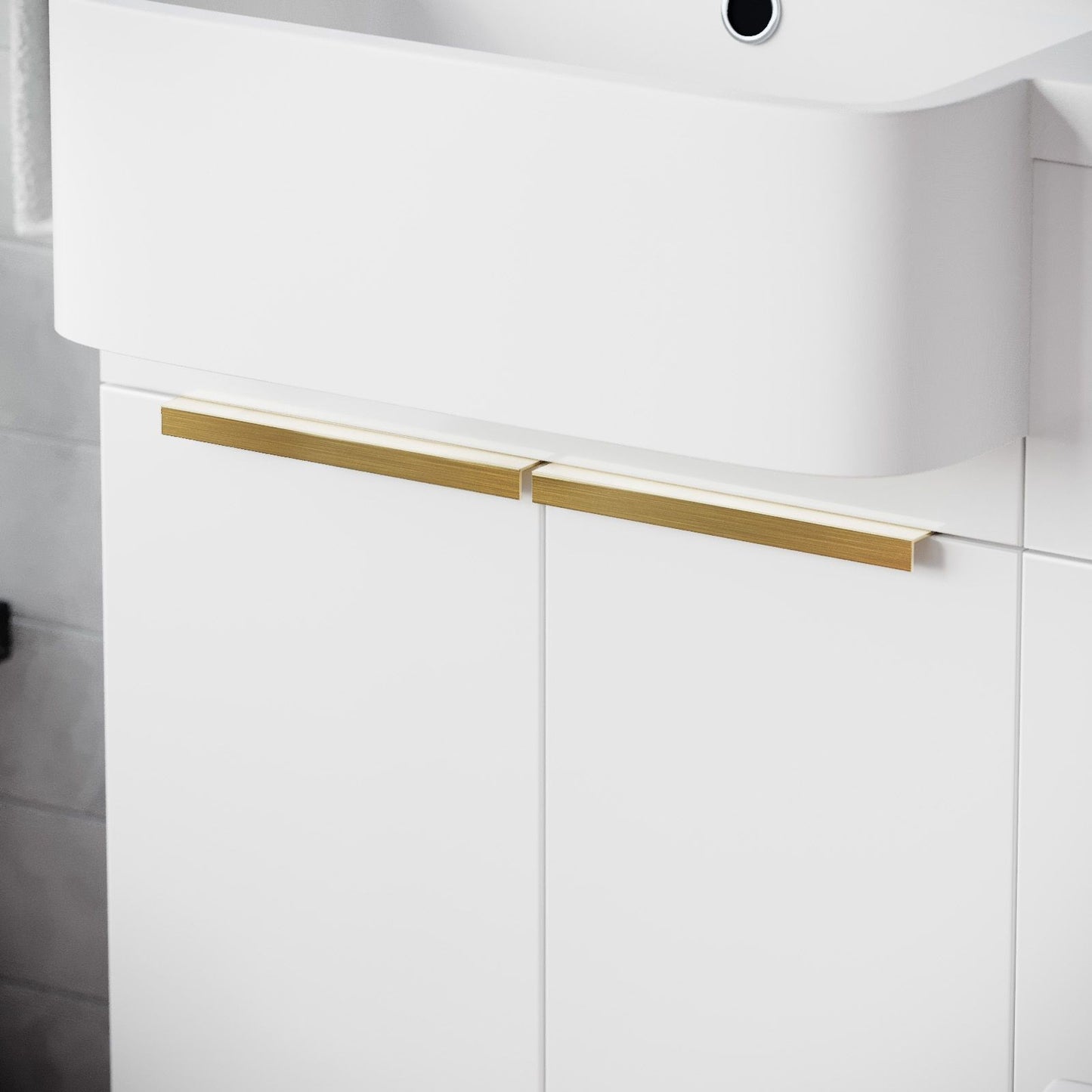 Handles for PMB Vanity with Fixings (Pair) Brushed Brass - 200w x 30h