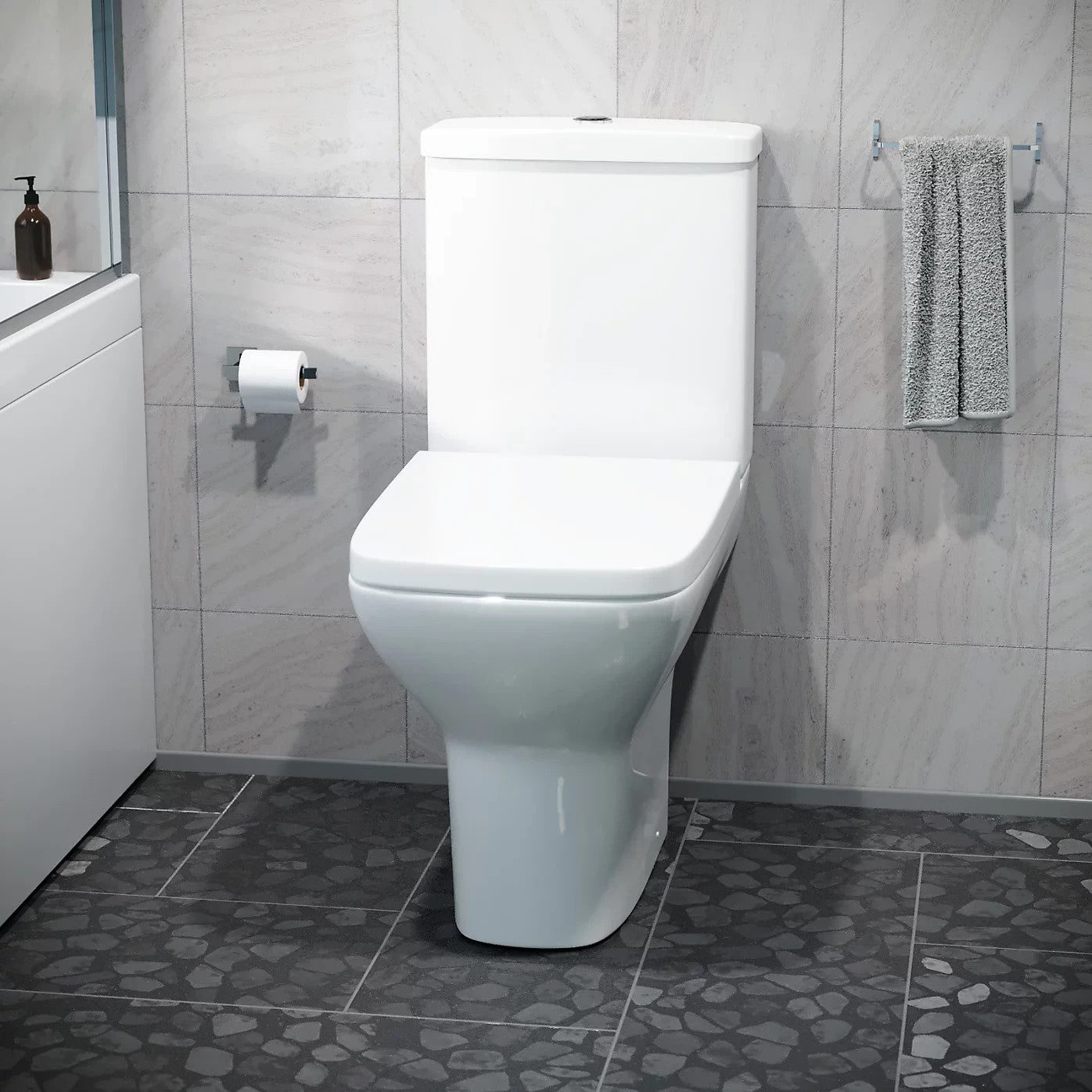 Fife Rimless Comfort Height Close Coupled Toilet & Soft Close Seat - White 355w x 445h x 630d