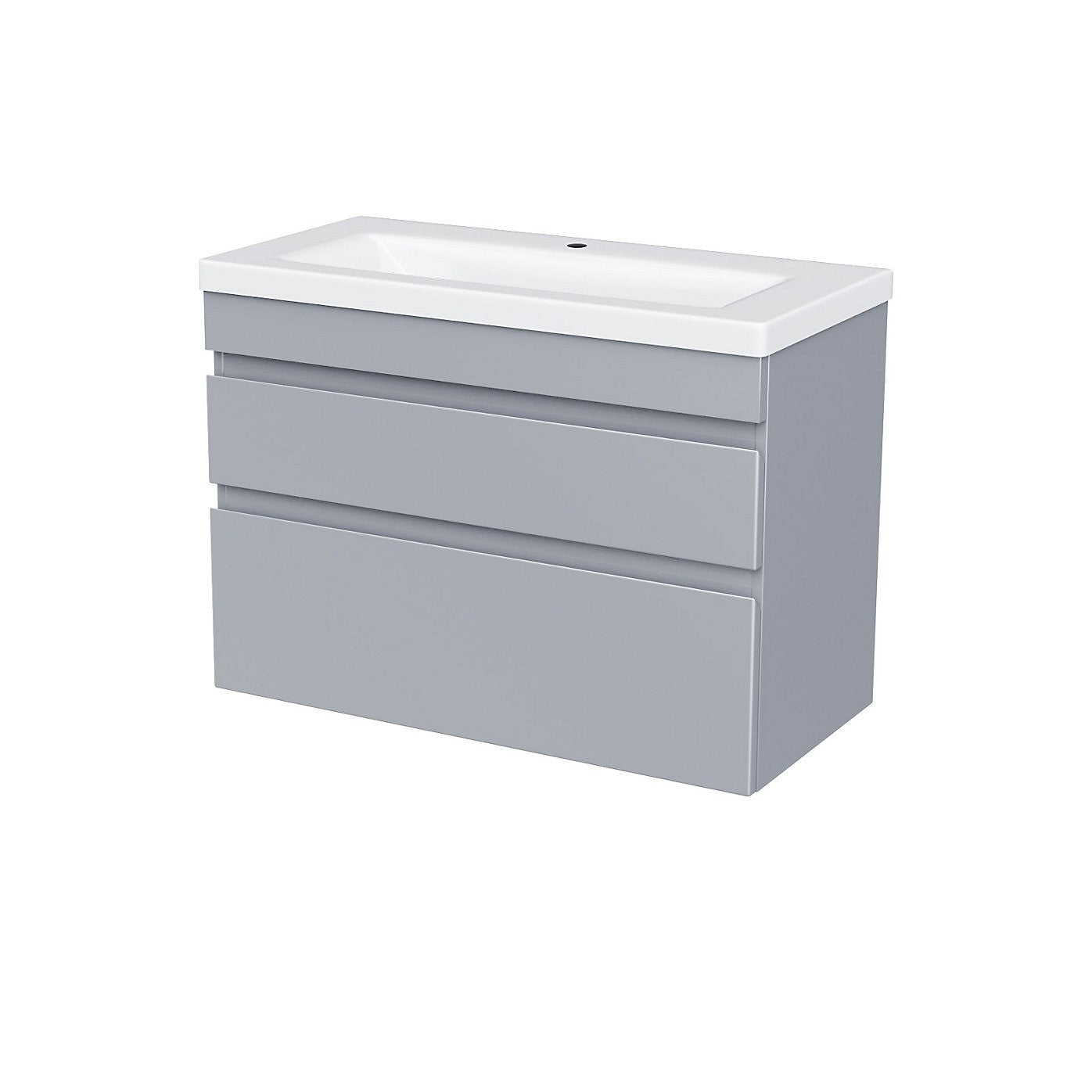 HARROW 800 Wall Hung Twin Drawer Matt Grey Ceramic Basin - 800w x 585h x 395d