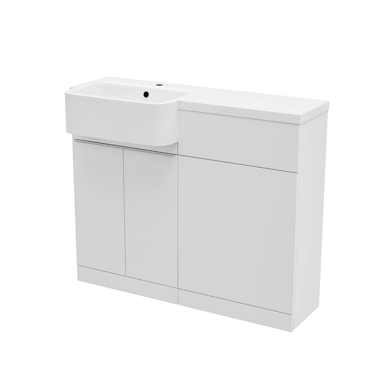 PRELIM 1000 Left Freestanding White Resin Basin - 996w x 845h x 380d