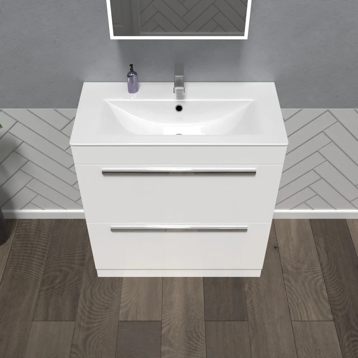 DEVON 800 Floorstanding Drawers White Ceramic Basin - 810w x 825h x 395d