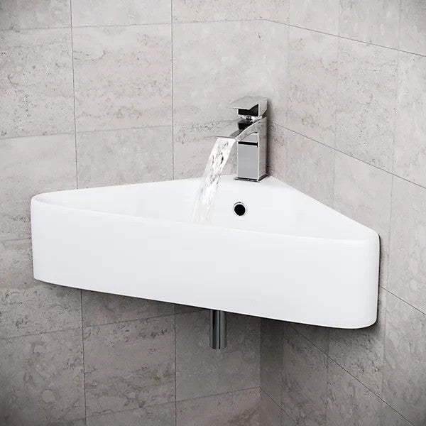 Triangle Corner Countertop or Wall Hung Basin • Waste & Fixing Kit Not Included