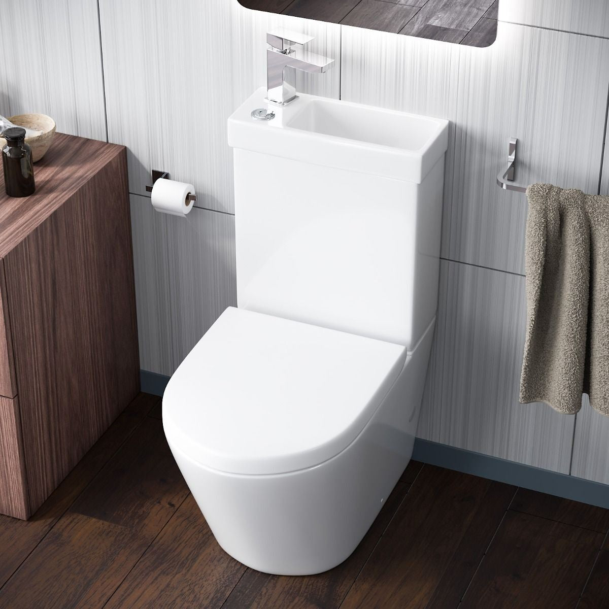 2 in 1 Round Close Coupled Toilet & Basin 385w x 400h x 610d