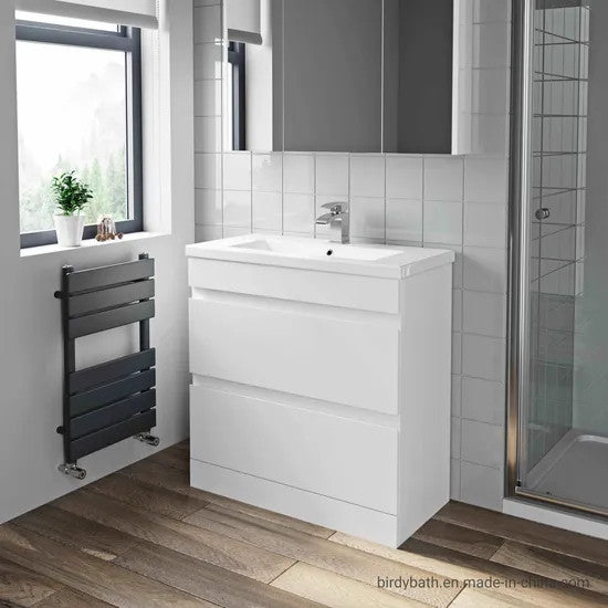 HARROW 800 Floorstanding Twin Drawer White Ceramic Basin 800w x 835h x 395d