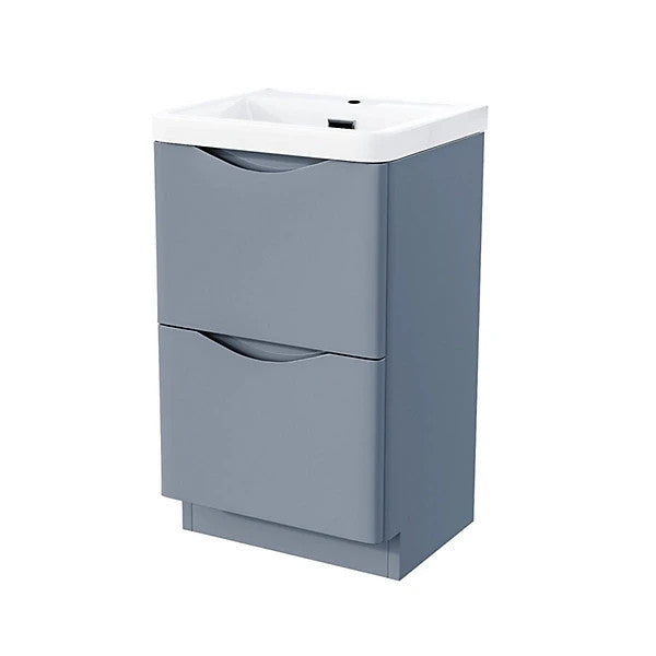 DWELTA 500 Floorstanding Matt Grey  Ceramic Basin | 500w x 850h x 430d