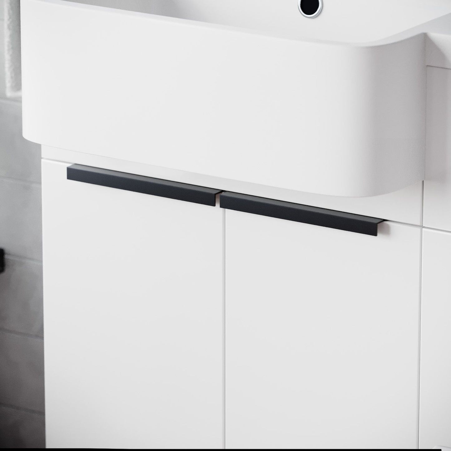 Handles for PMB Vanity with Fixings (Pair) Matt Black - 200w x 30h