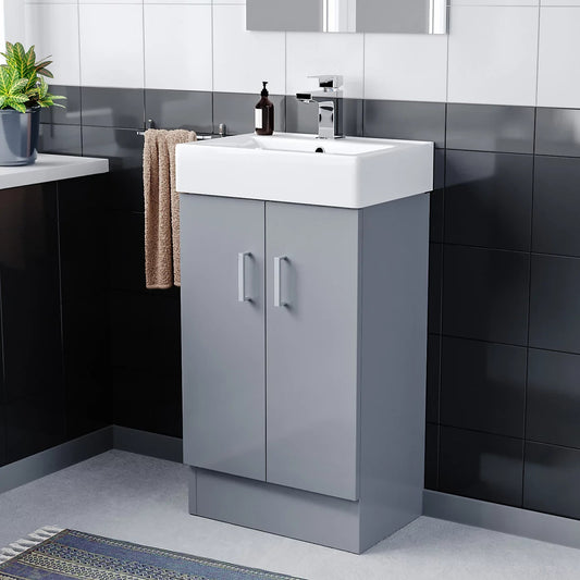 DEVON 450 Floorstanding Matt Grey Vanity Basin - 450w x 810h x 310d