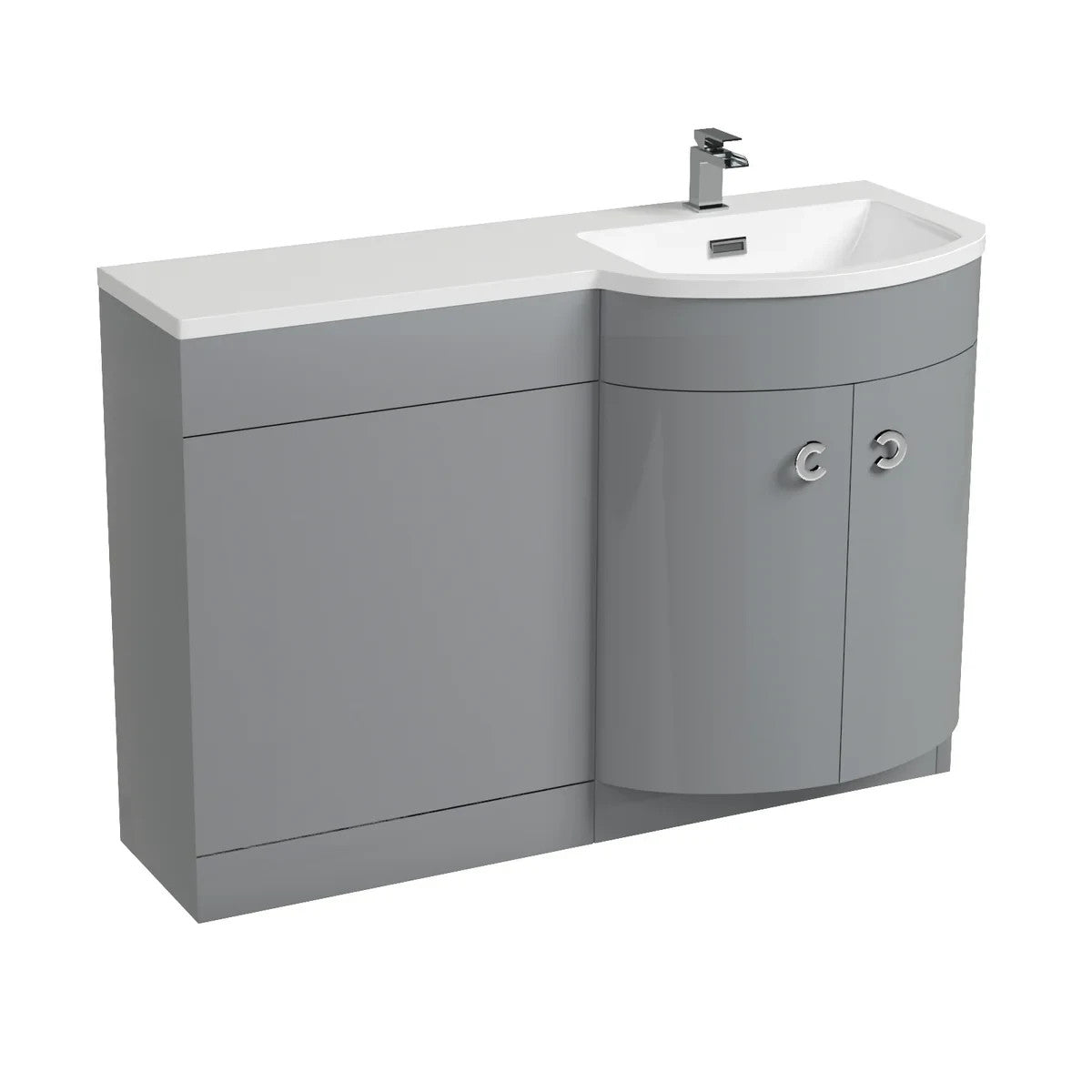 PARIS 1100 Right Matt Grey Bathroom Resin Basin - 1100w x 825h x 460d