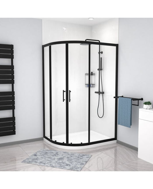MARINA 6 Quadrant Corner Shower 6mm Clear Glass Matt Black