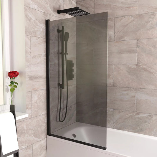 Square Edge Bath Screen Grey 6mm Thick - Adjustment size 790-805 - 800 x 1400mm