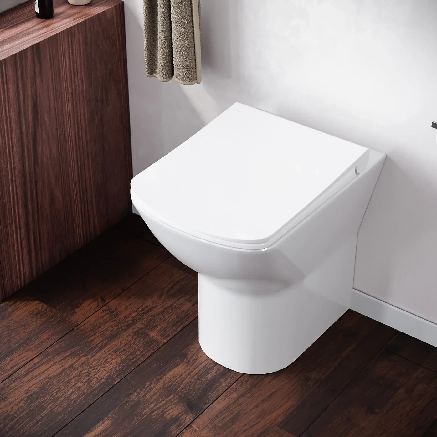 Esen Rimless Comfort Height Back to Wall Hung Toilet & Soft Close Seat - White 360w x 400h x 520d