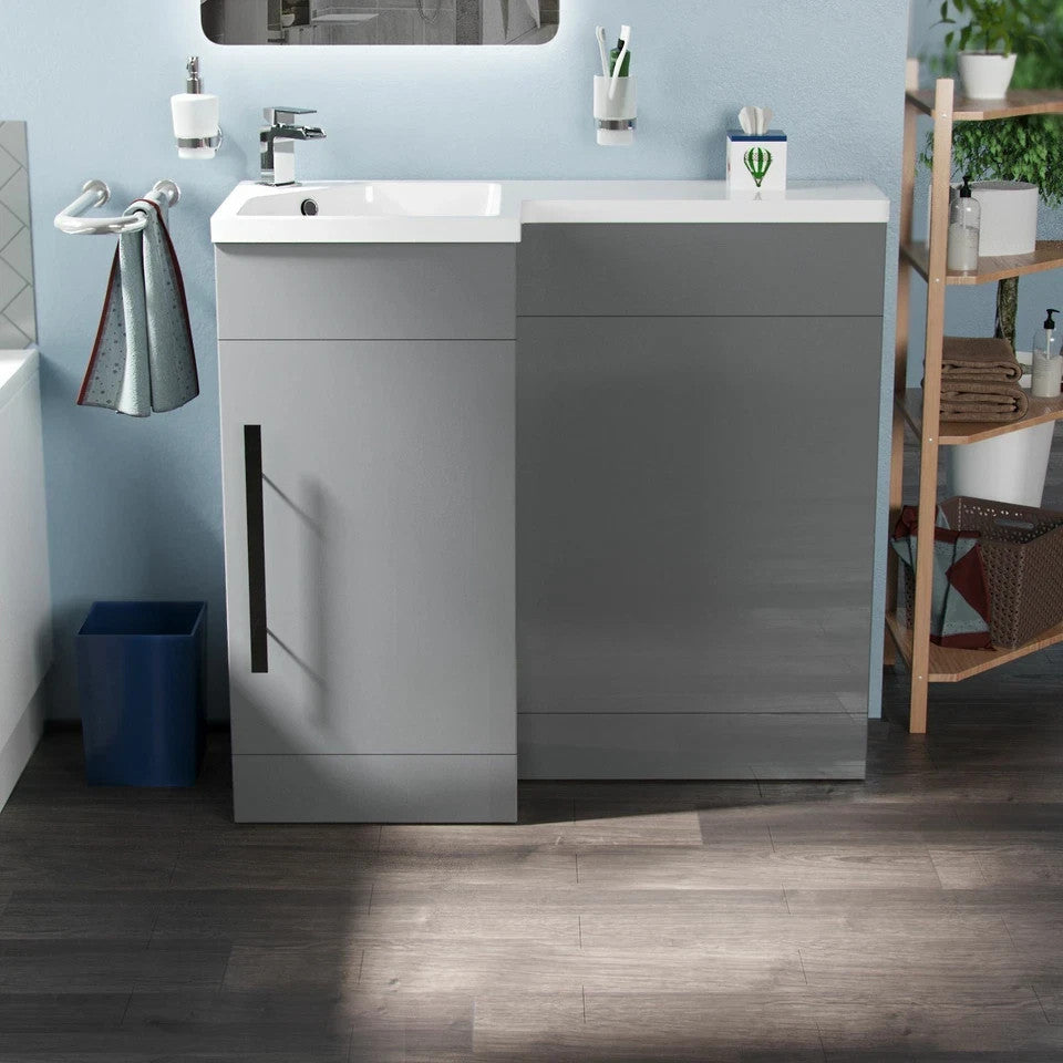 HARRIS 900 Left Matt Grey Bathroom Resin Basin - 900w x 840h x 380d