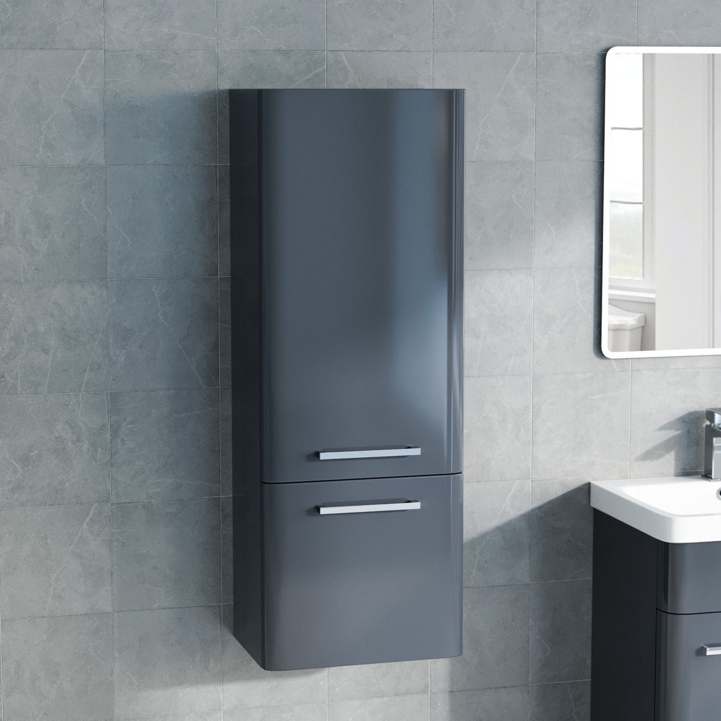ASHFORD Wall Hung Side Cabinet Anthracite - 350w x 1000h x 240d