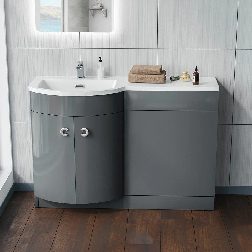 PARIS 1100 Left Anthracite Bathroom Resin Basin - 1100w x 825h x 460d