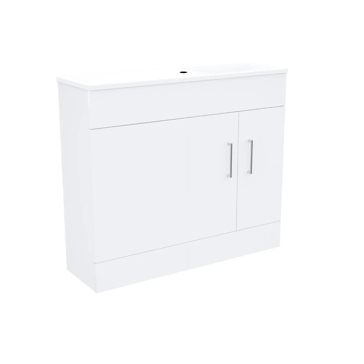 SLIM 1000 Floorstanding White Cabinet Resin Basin - 1000w x 865h x 305d