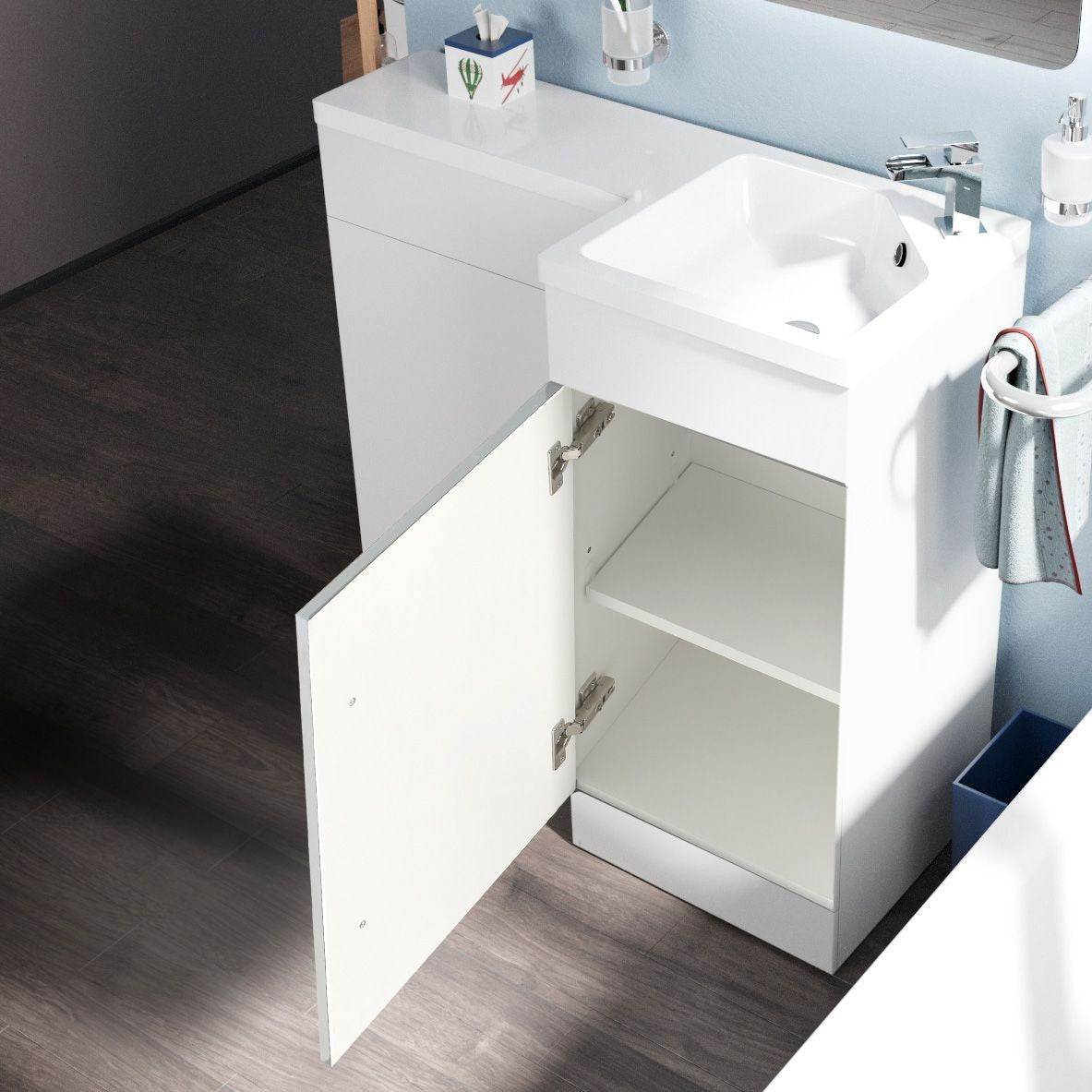 HARRIS 900 Right White Bathroom Resin Basin - 900w x 840h x 380d