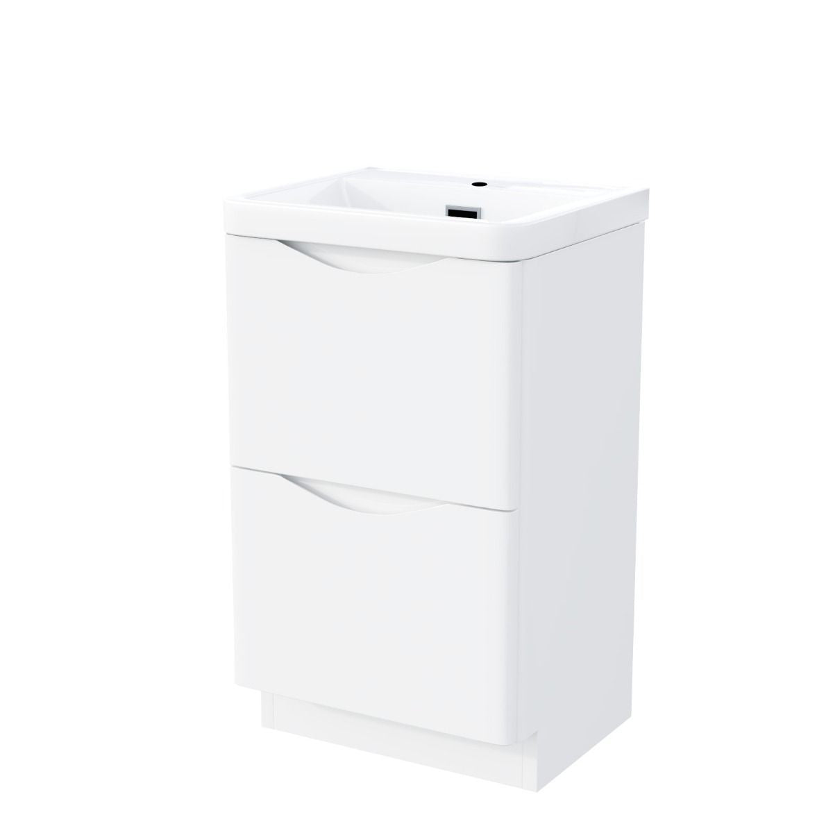 DWELTA 500 Floorstanding White Ceramic Basin - 500w x 850h x 430d