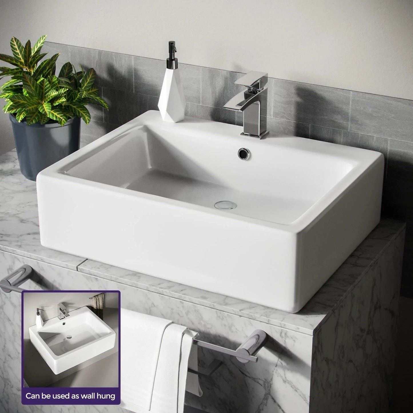 Countertop or Wall Hung Basin 450w x 160h x580d -Waste & Fixing Kit Not Included