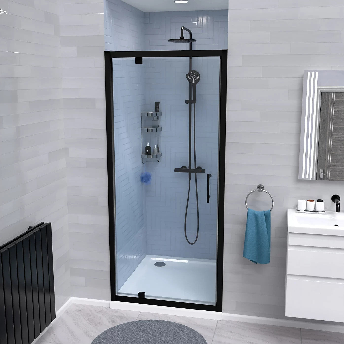 MARINA 6 Pivot Shower Door Enclosure Screen 6mm Clear Glass Matt Black