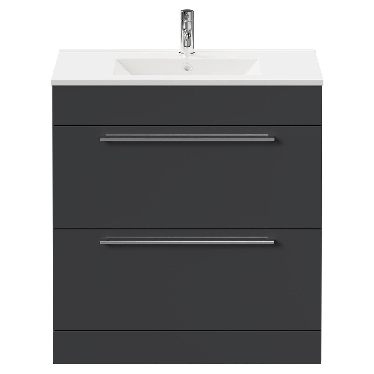 DEVON 800 Floorstanding Drawers Anthracite Ceramic Basin - 810w x 825h x 395d