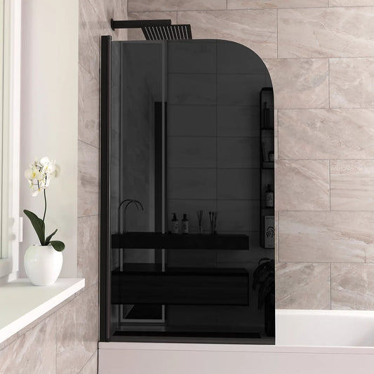 Radius Edge Bath Screen Dark Grey 5mm Thick - Adjustment 790-805 - 800 x 1400mm