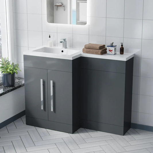 CAPRI 1100 Left Anthracite Bathroom Resin Basin - 1100w x 820h x 450d