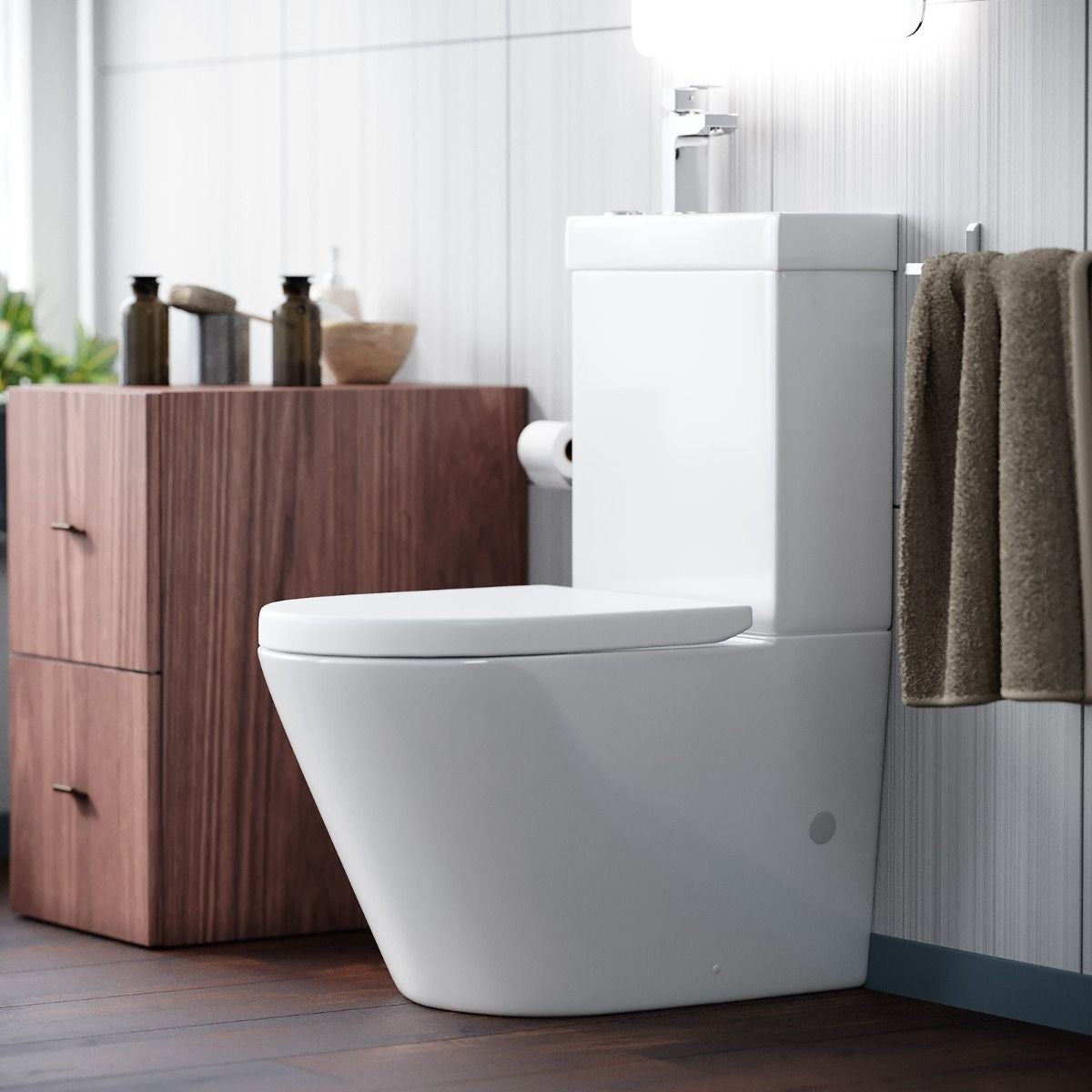 2 in 1 Round Close Coupled Toilet & Basin 385w x 400h x 610d