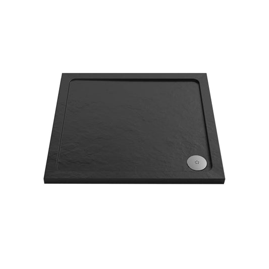 Slip-Resistant Square Bathroom Shower Tray - Slate Grey
